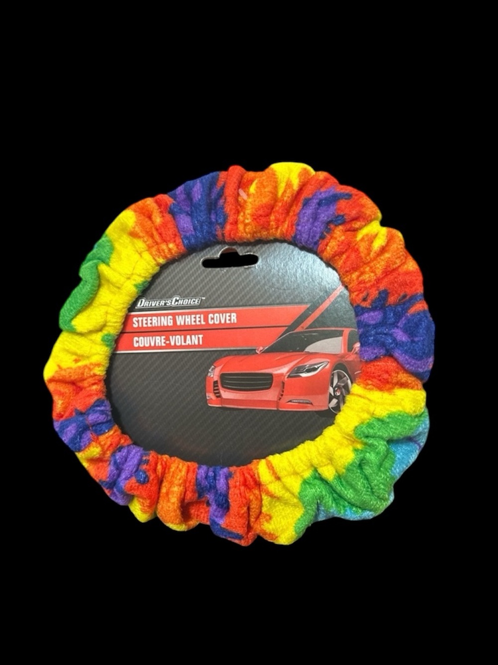 Colorful Rainbow Tie-dye Steering Wheel Cover Stretch NWT